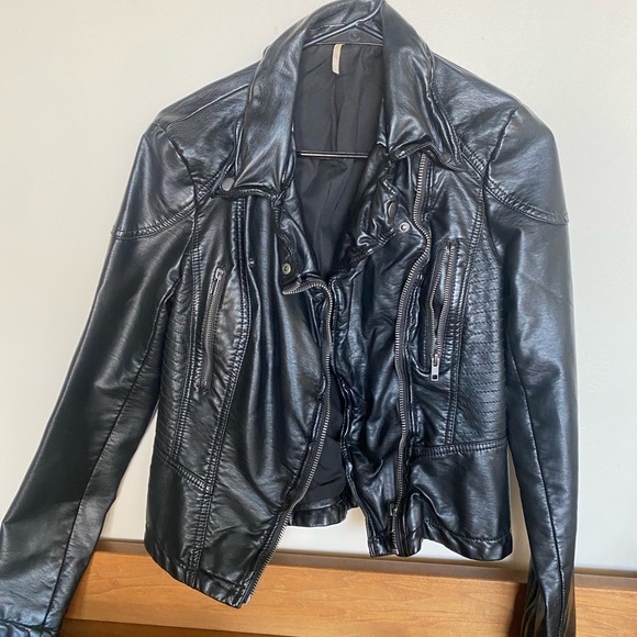 Free people leather jacket Moto jacket - Picture 2 of 9
